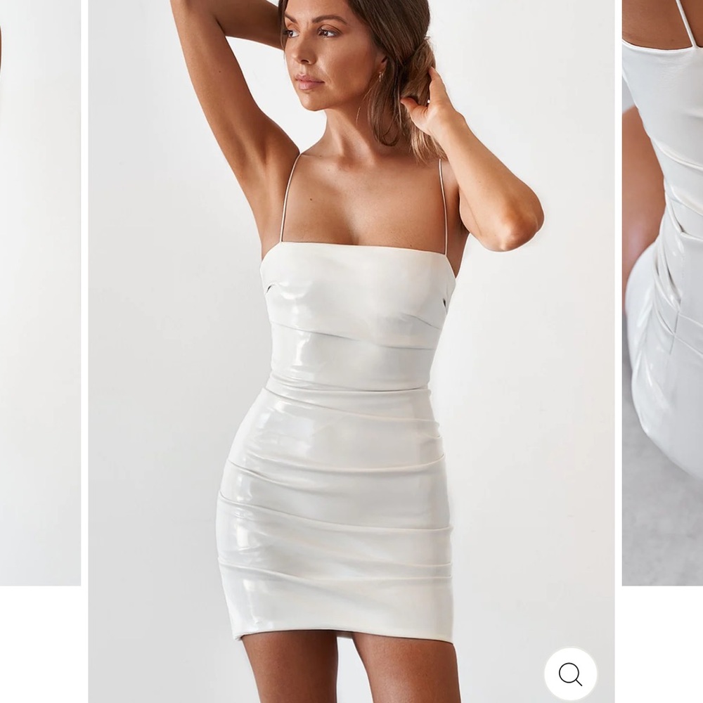 JAUS WHITE HIGH GLOSS VEGAN LEATHER MINI